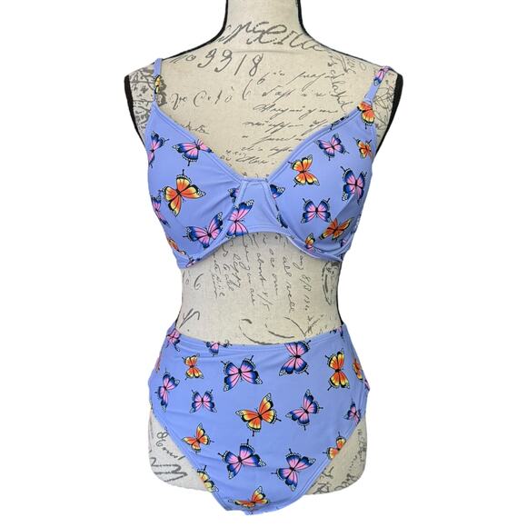 Purple Butterfly Bikini Pareo Sarong 3 Piece Bikini Set Size 2XL - Picture 2 of 5